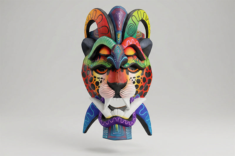 Jaguar & Parrot – unique, hand-made Boruca mask