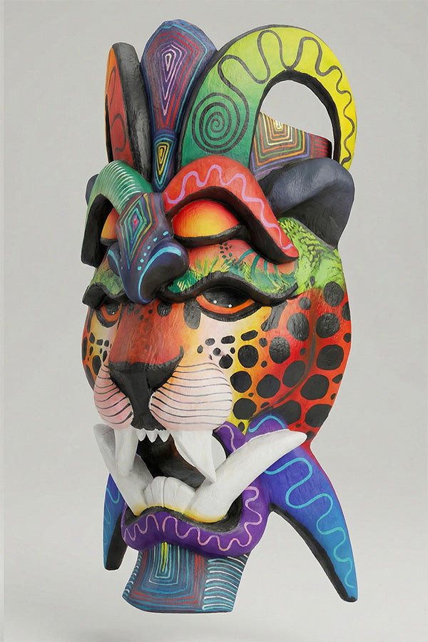 Jaguar & Parrot – unique, hand-made Boruca mask