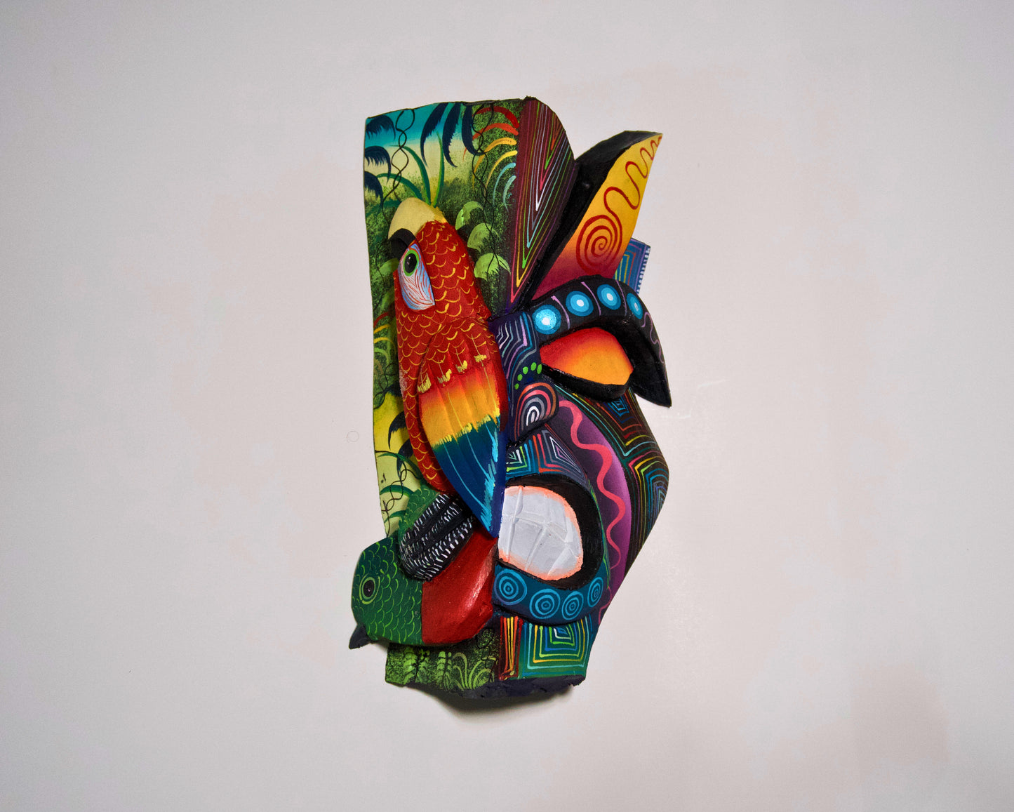 Jaguar & Parrot – unique, hand-made Boruca mask